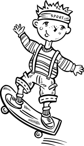 Child Riding A Skateboard Coloring Page